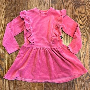NANO pink velvet velour ruffle dress - size 4